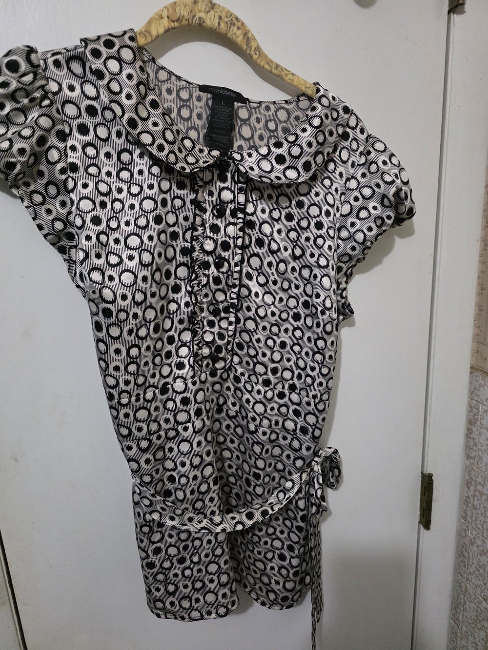 My Michelle Black and White Dot Print Blouse